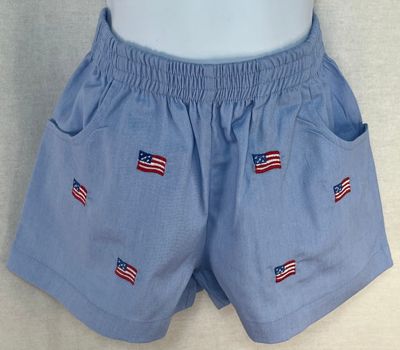 Bobby Twill Pocket Embroidered Flag Shorts