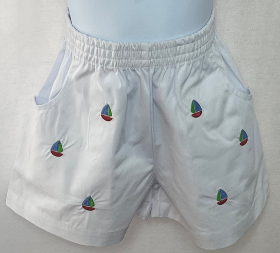 Bobby Twill Pocket Embroidered Sailboat Shorts