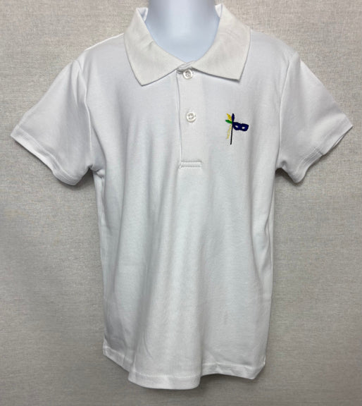 Valentines/Mardi Gras/Baseball Drop 2026 Mardi Gras Mask Polo by Lime Green