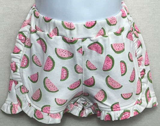 Lizzie Pima Knit Round Ruffle Shorts Watermelon