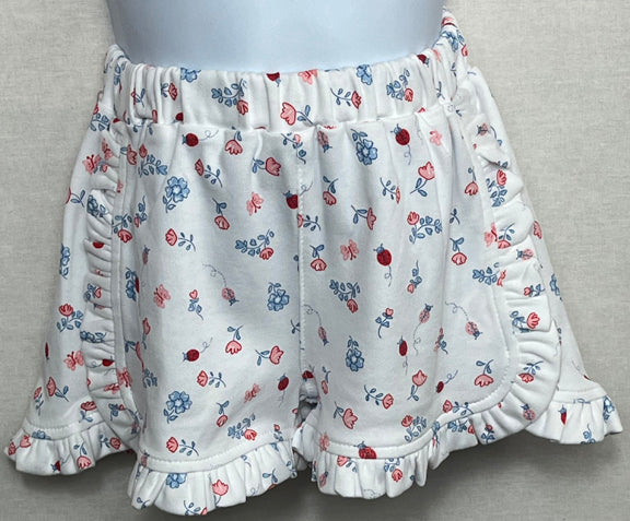 Lizzie Pima Knit Round Ruffle Shorts Red/Blue Floral