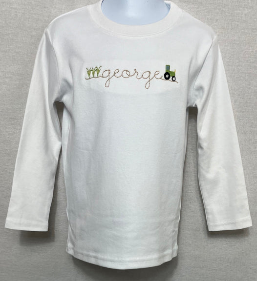 Custom Tee with Connected Embroidered Name
