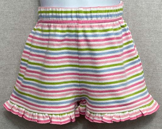 Camille Pima Knit Ruffle Shorts Multi Stripe