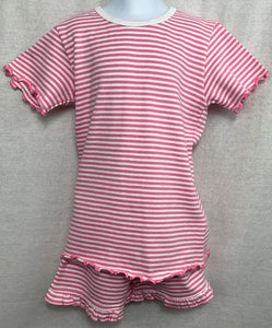 Hallie Pima Knit Two Piece Short Set Pink Stripe
