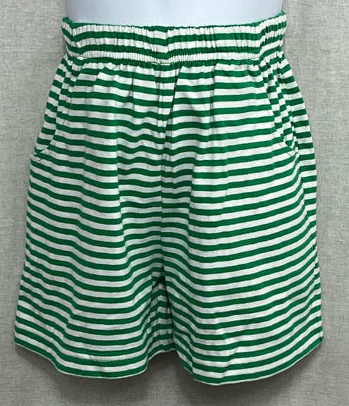 Paul Pocket Pima Jersey Shorts Green Stripe