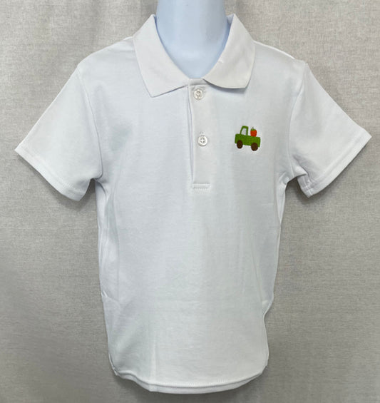 Pumpkin Drop Polo Shirt with Pumpkin Truck