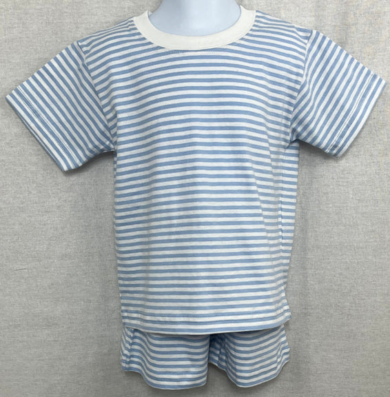 Stuart Two Piece Pima Short Set Blue Stripe