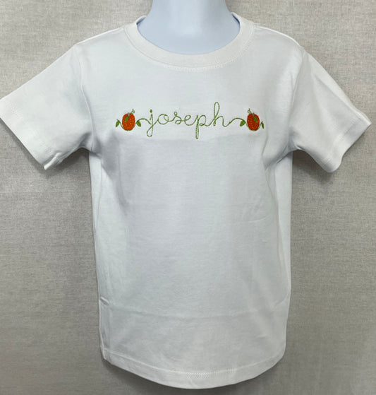 Tees by Lime Green with Embroidered Pumpkins and Connected Name