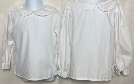 Custom Will/Milly Plain Peter Pan Collar White Broadcloth Shirt