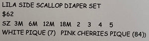 Custom Lila Side Scallop Diaper Set