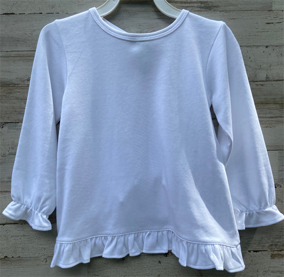 Willy Girls' Plain Solid White Pima Tee