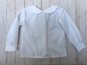 Will Boy's White Cotton Blend Peter Pan Shirt